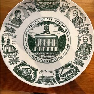 Green and White Commemorative Plate
